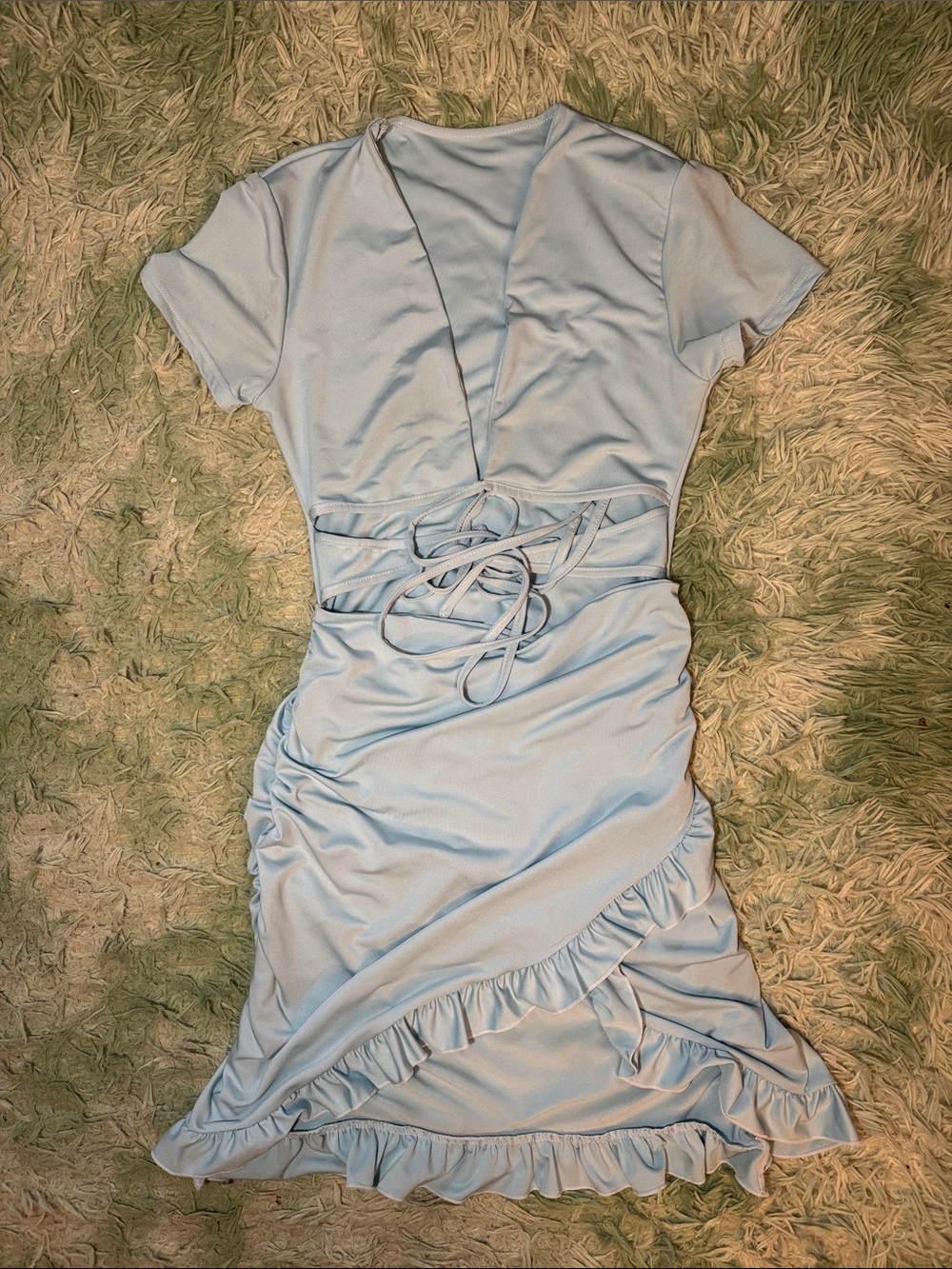 Forever 21 Light Blue Ruffle Wrap Dress